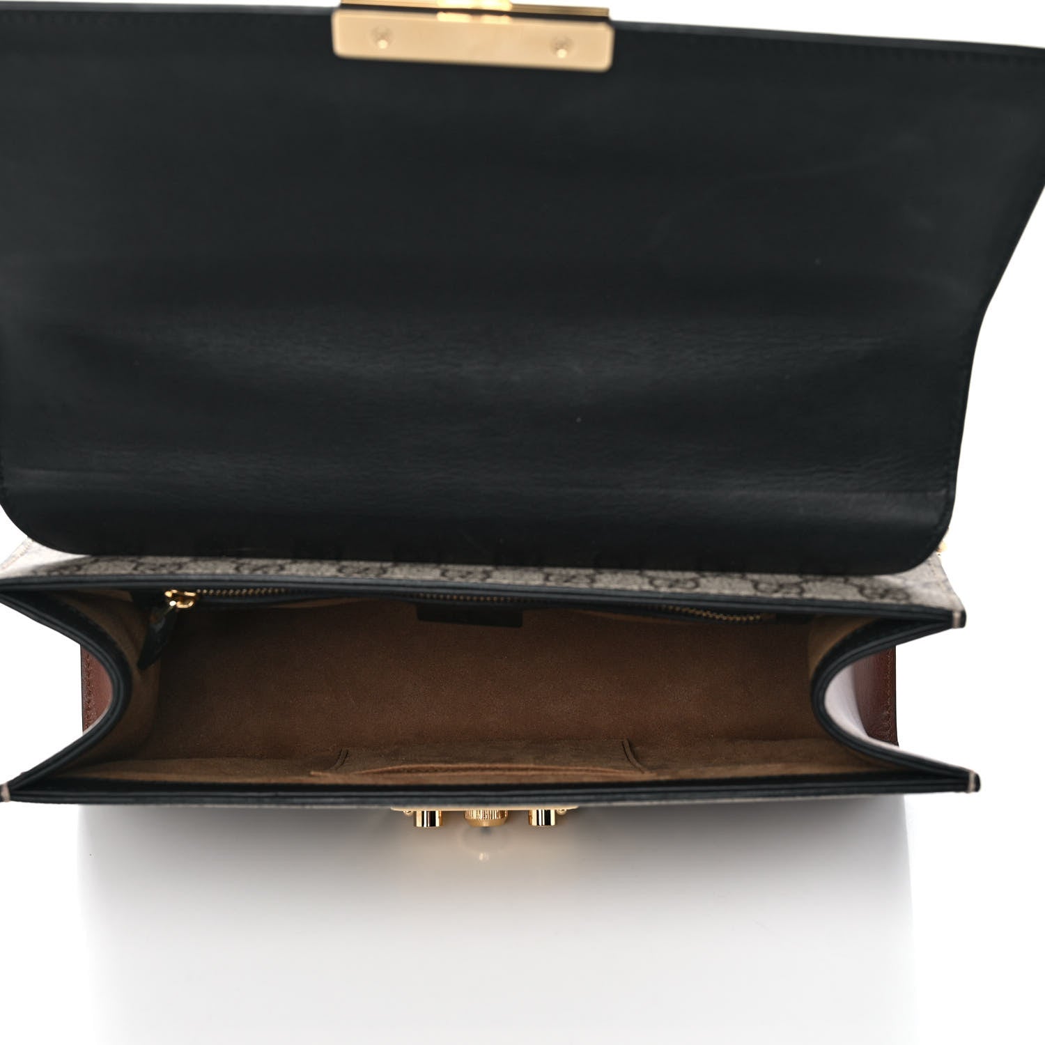 Gucci GG Supreme Monogram Calfskin Medium Padlock Shoulder Bag Beige Black Cuir 5 of 13