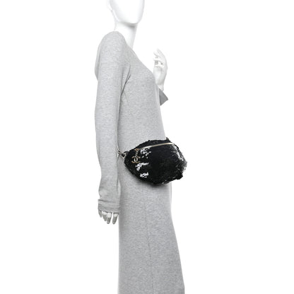 Chanel Sequin Calfskin Sparkling City Waist Bag Fanny Pack Black 2 of 10