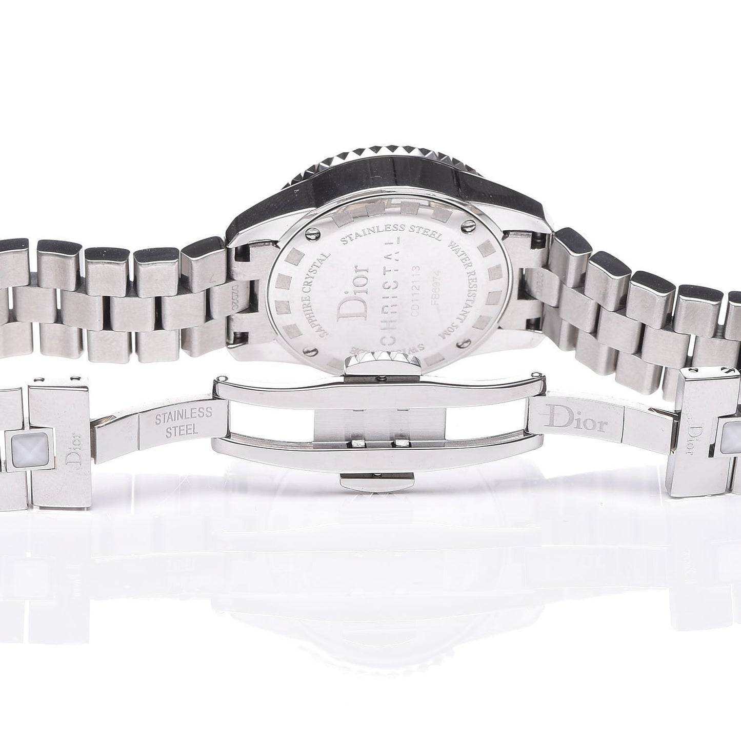 Stainless Steel Diamond Sapphire 29mm Christal Quartz Watch White