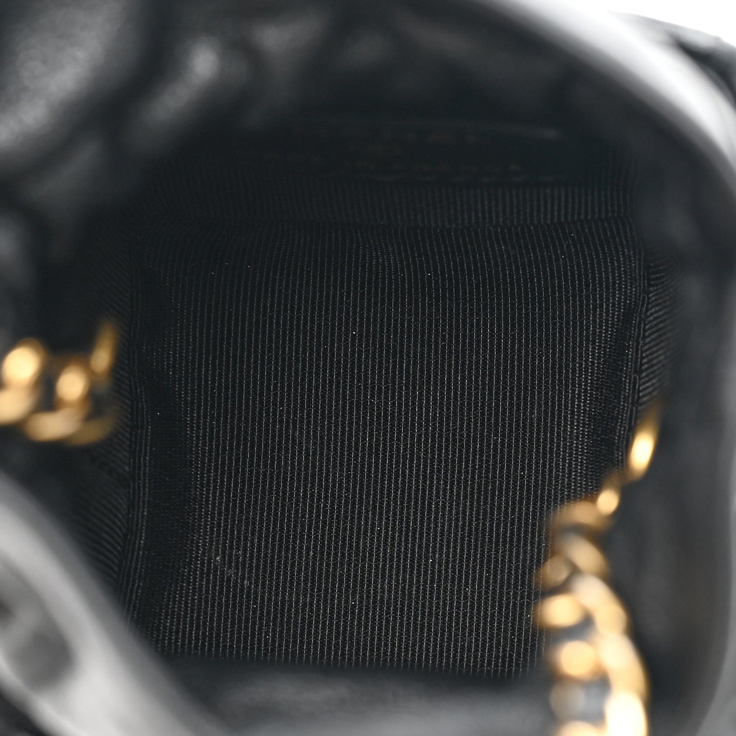 Calfskin Quilted Mini Drawstring Bucket Bag Black