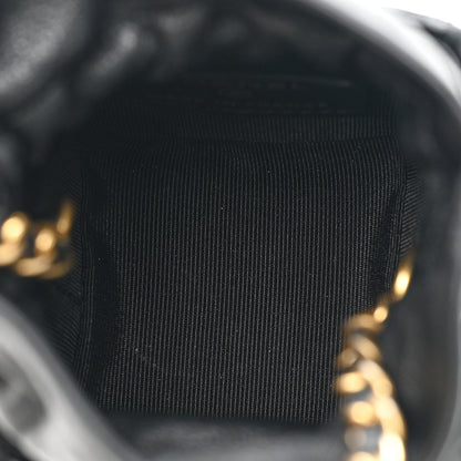 Chanel Calfskin Quilted Mini Drawstring Bucket Bag Black 5 of 9