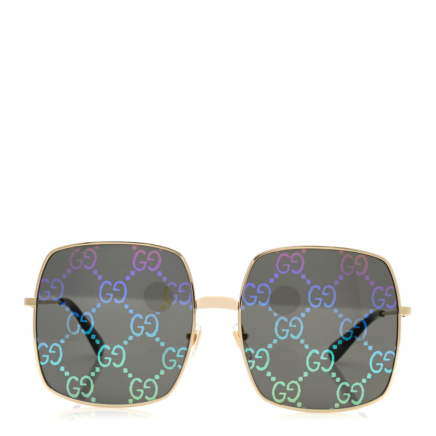 Metal Rectangular Frame Sunglasses GG0414S Gold Multicolor