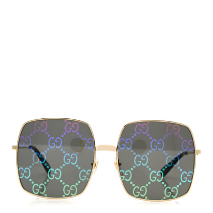 Gucci Metal Rectangular Frame Sunglasses GG0414S Gold Multicolor 2 of 8