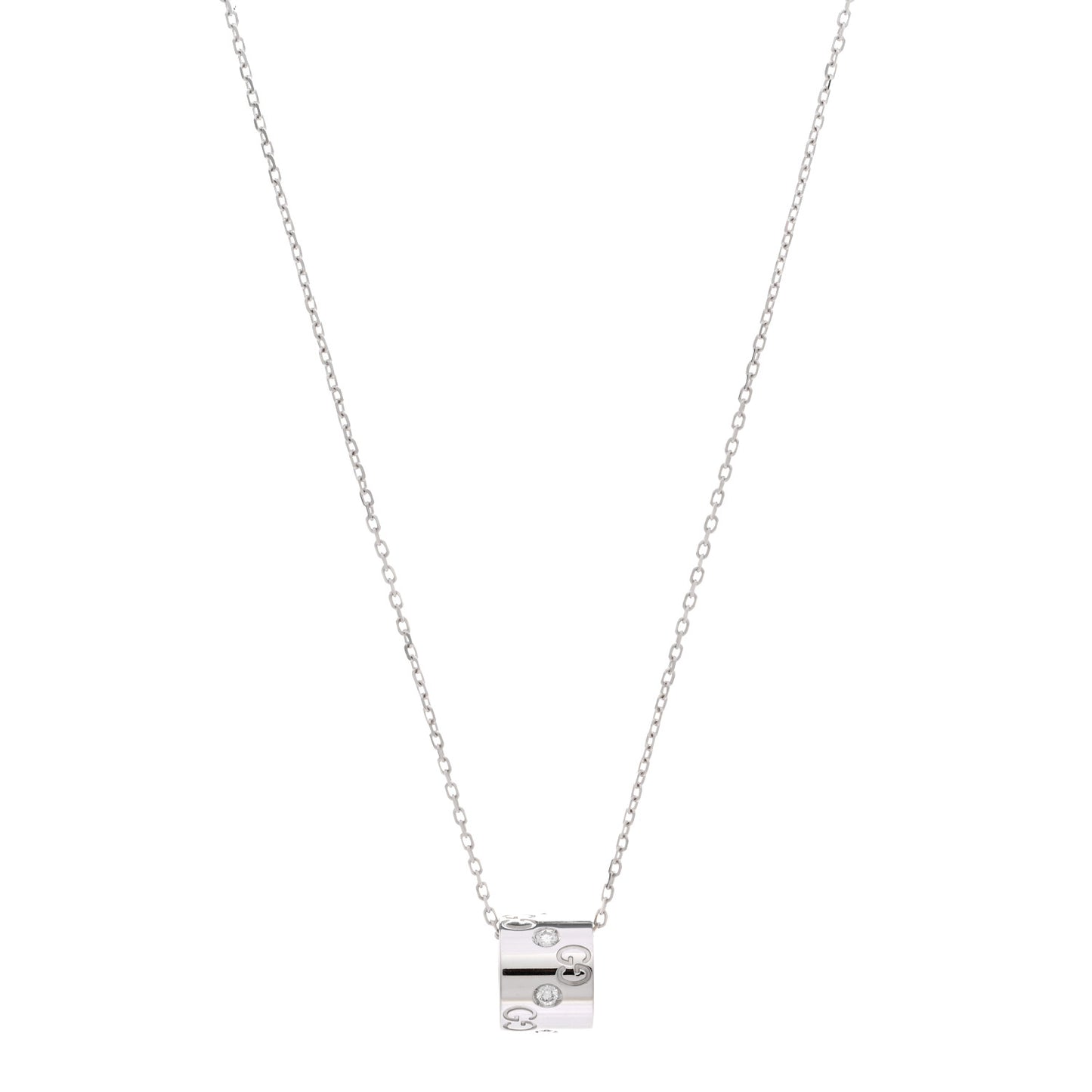18K White Gold Diamond Icon Twirl Pendant Necklace