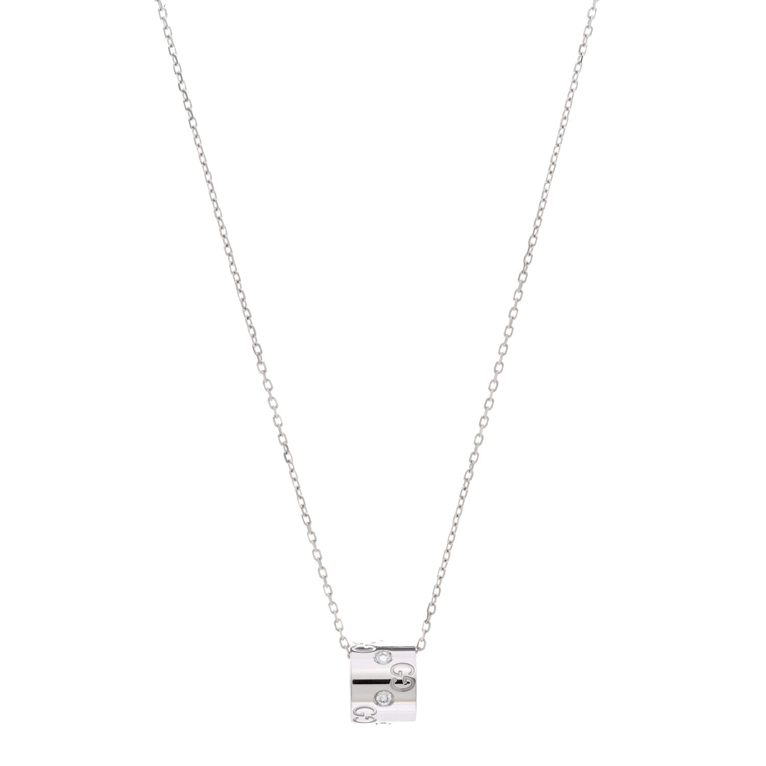 Gucci 18K White Gold Diamond Icon Twirl Pendant Necklace 1 of 4