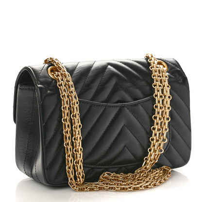 Chanel Aged Calfskin Chevron Quilted 2.55 Reissue Mini Flap Black 3 of 10