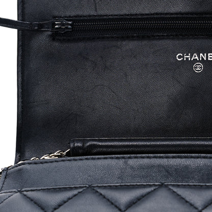 Chanel Lambskin Quilted Wallet On Chain WOC Black 12 of 14