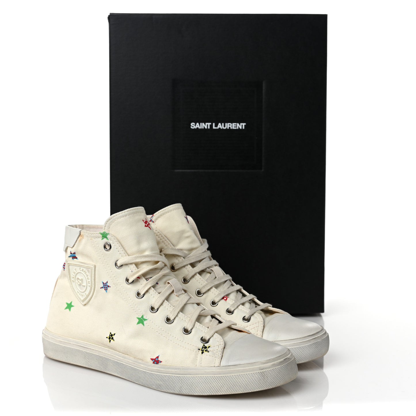 Canvas Fun-Star Print Bedford Hightop Sneakers 41 Cream