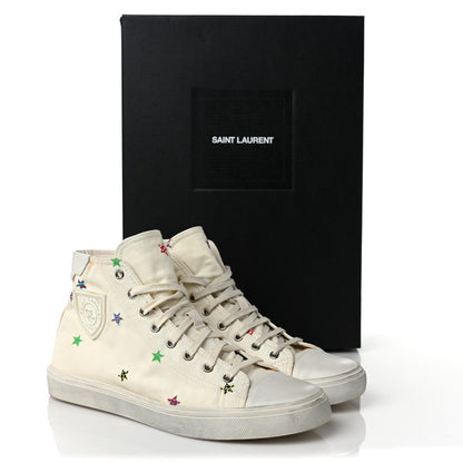 Saint Laurent Canvas Fun-Star Print Bedford Hightop Sneakers 41 Cream 15 of 15