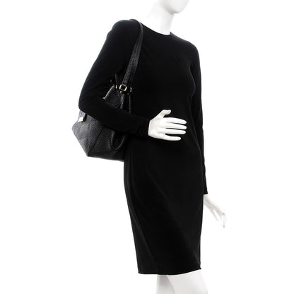 Burberry Signature Grain Calfskin Check Embossed Small Canterbury Tote Black 2 of 11