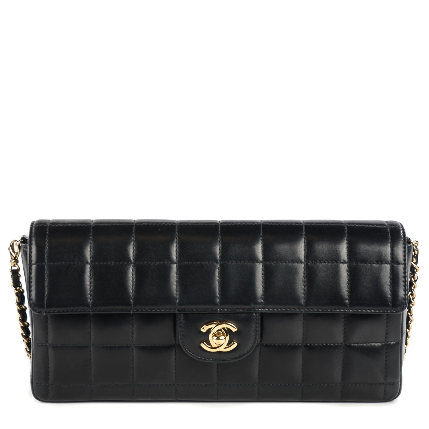 Chanel Lambskin Quilted East West Chocolate Bar Flap Black 1 of 8