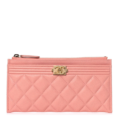 Chanel Caviar Quilted Classic Zip Boy Pouch Light Pink 1 of 9