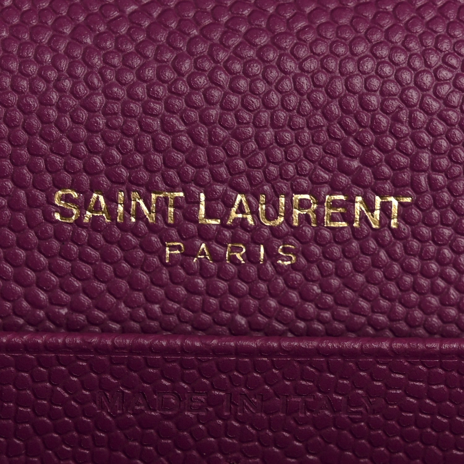 Saint Laurent Grain De Poudre Matelasse Chevron Monogram Chain Wallet Dark Grape 6 of 12