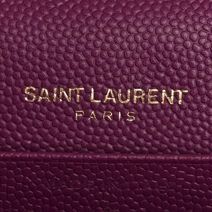 Saint Laurent Grain De Poudre Matelasse Chevron Monogram Chain Wallet Dark Grape 6 of 12