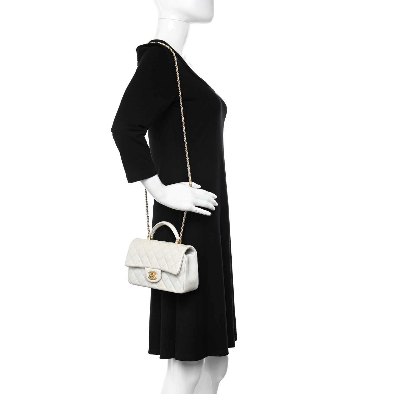 Chanel Iridescent Lambskin Quilted Mini Top Handle Rectangular Flap White 2 of 11