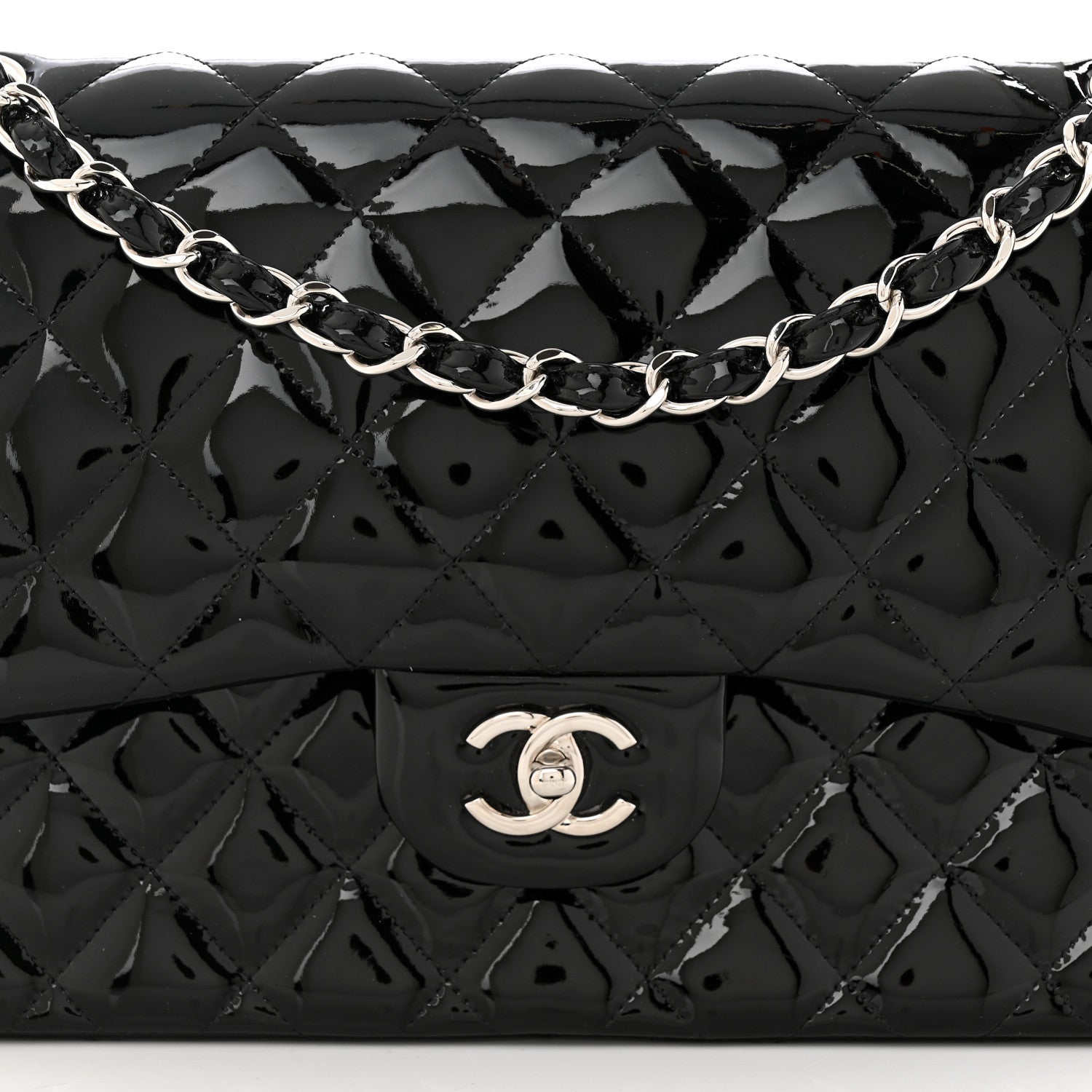 Chanel Patent Quilted Jumbo Double Flap Black 8 of 11