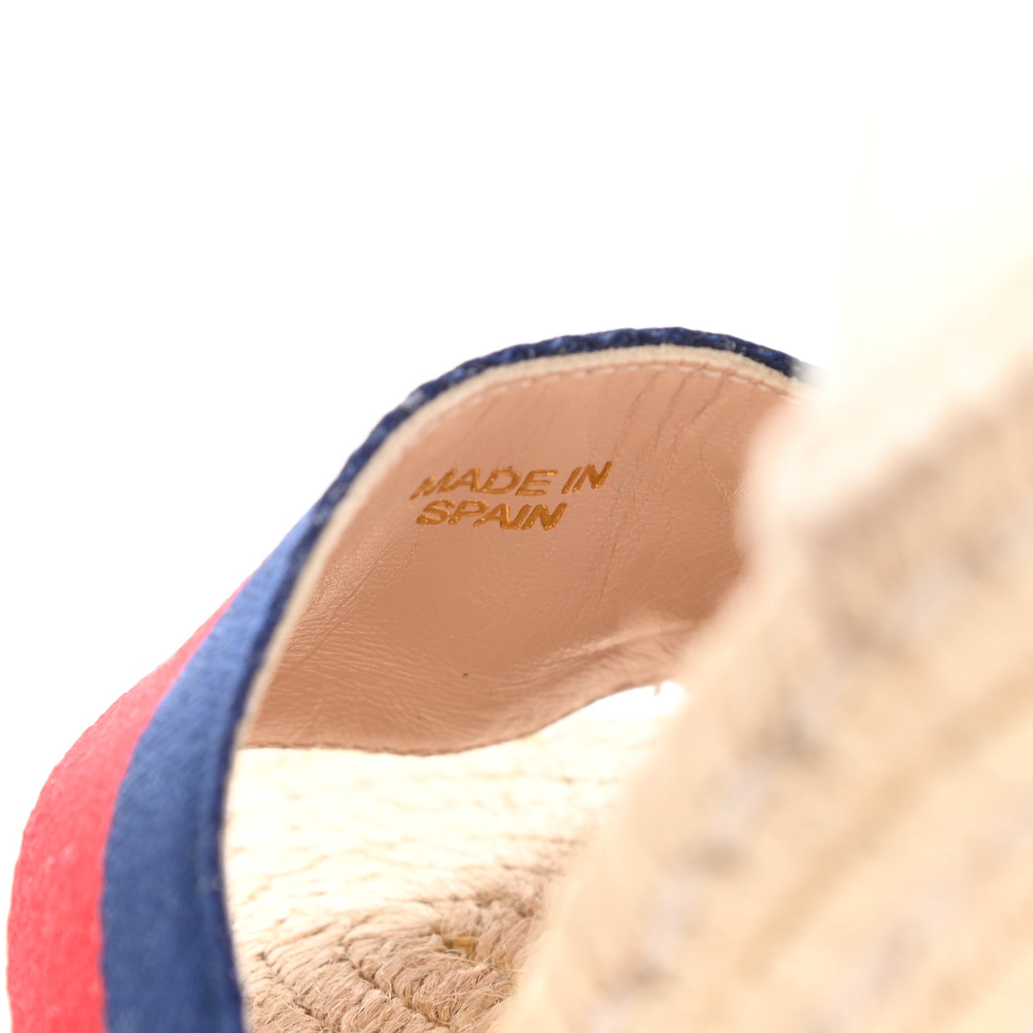 Gucci Canvas Sylvie Web Ankle Wrap Espadrille Wedge Sandals 37.5 Mystic White Hibiscus Red Maritime 9 of 10