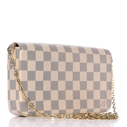 Louis Vuitton Damier Azur Pochette Felicie Chain Wallet Rose Ballerine 4 of 14