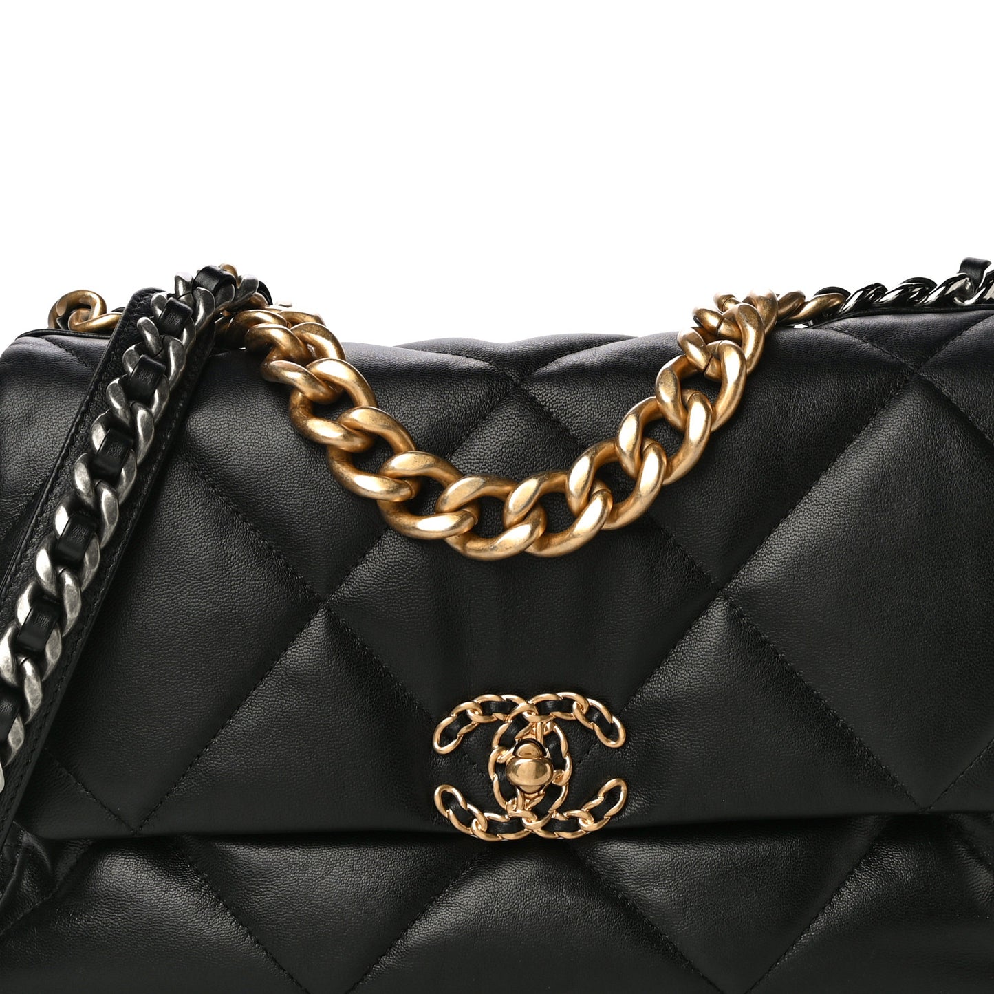 Goatskin Quilted Large Chanel 19 Flap Black