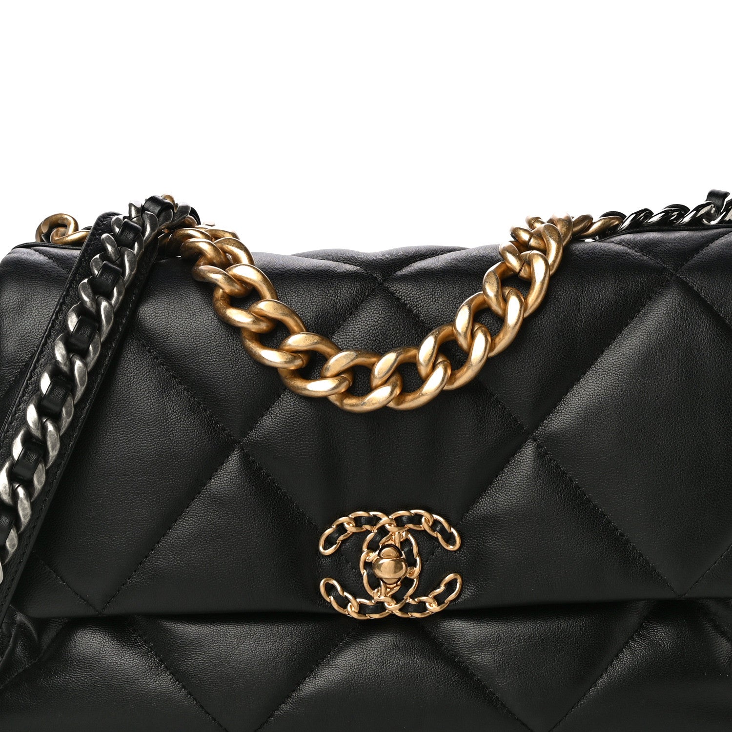 Chanel Goatskin Quilted Large Chanel 19 Flap Black 8 of 10