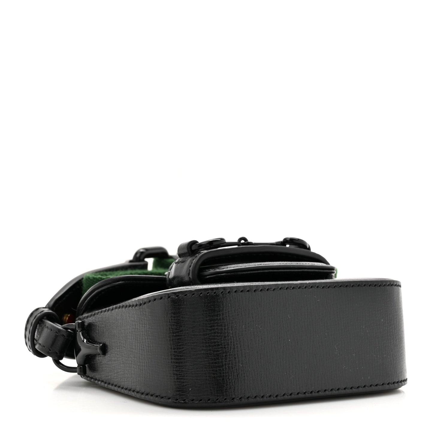 Azalea Calfskin Web Horsebit 1955 Wallet On Strap Black