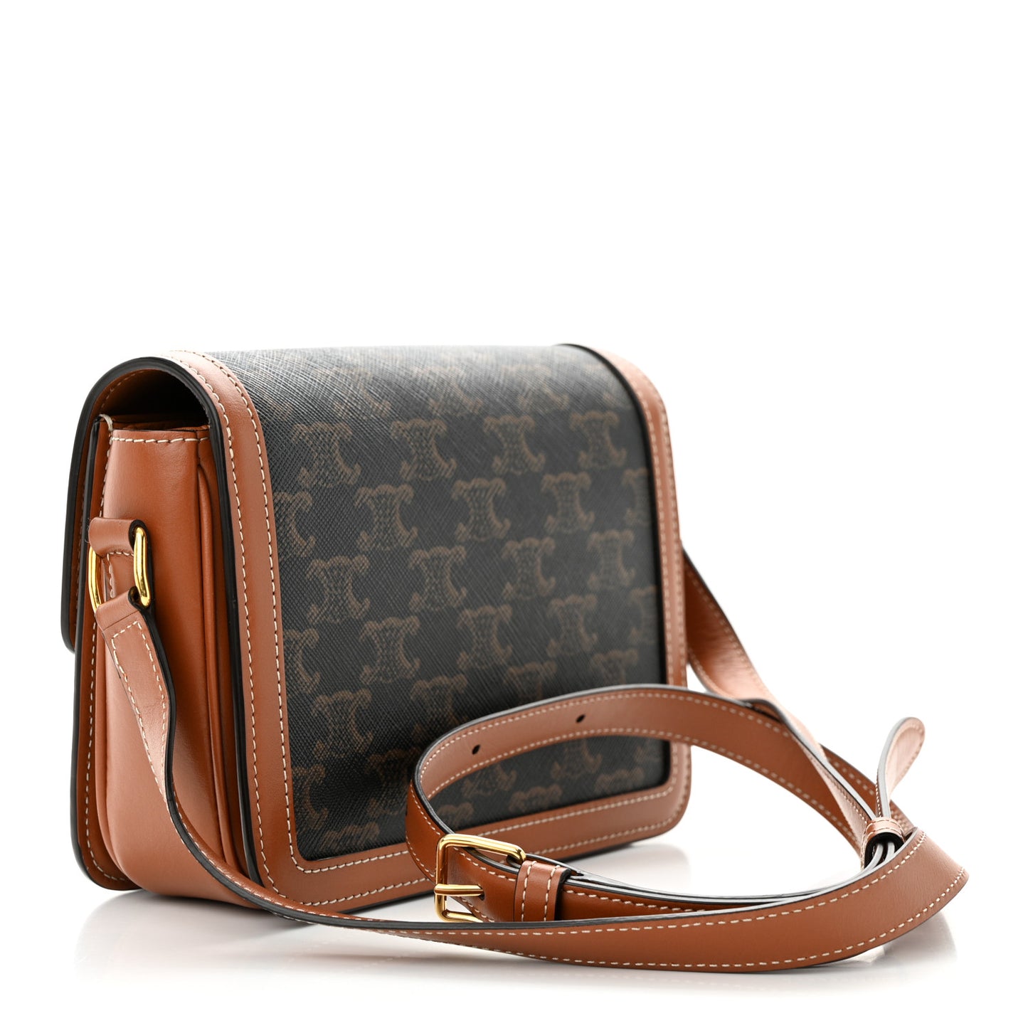 Calfskin Triomphe Canvas Teen Triomphe Bag Tan