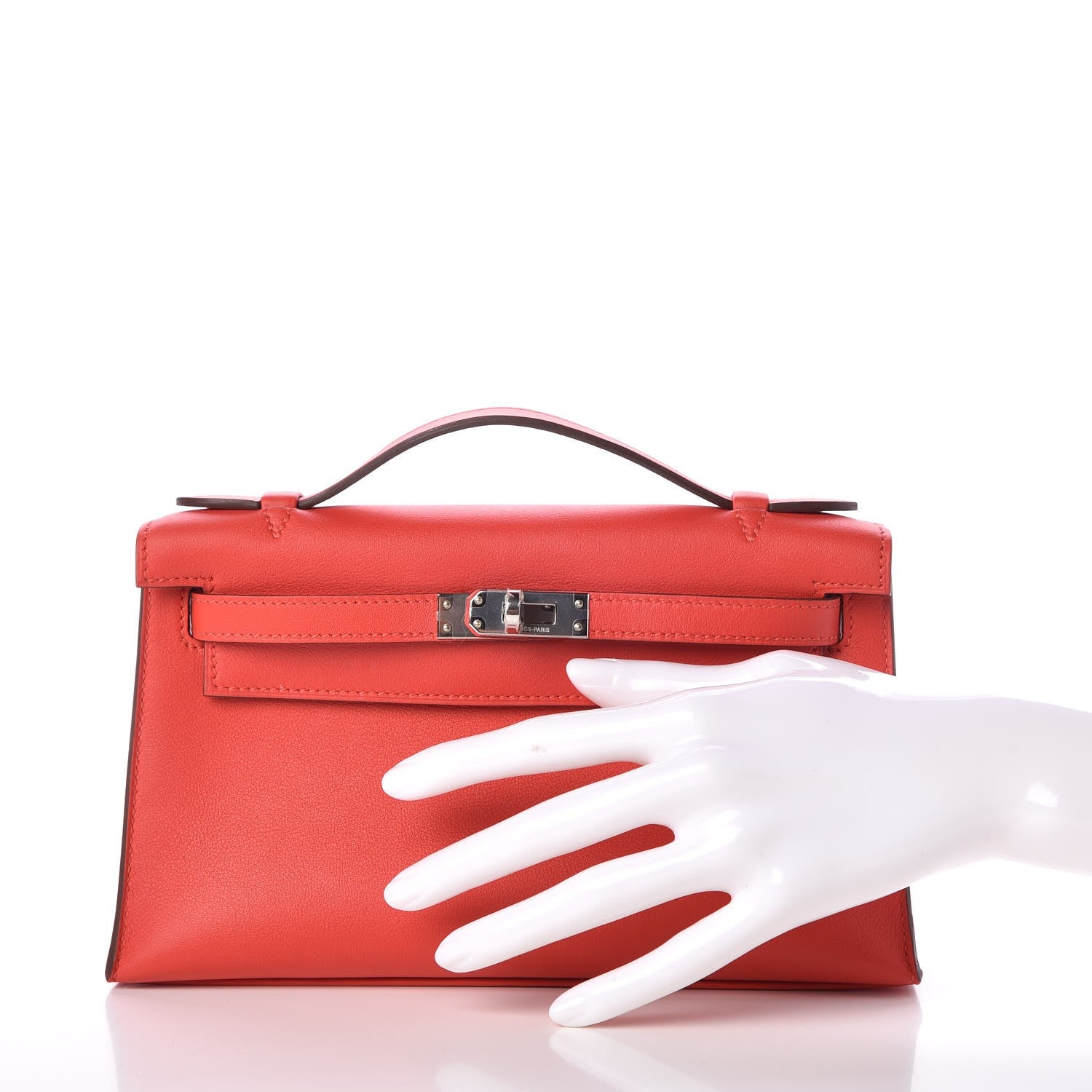 Hermes Swift Kelly Pochette Clutch Rouge Tomate 2 of 8