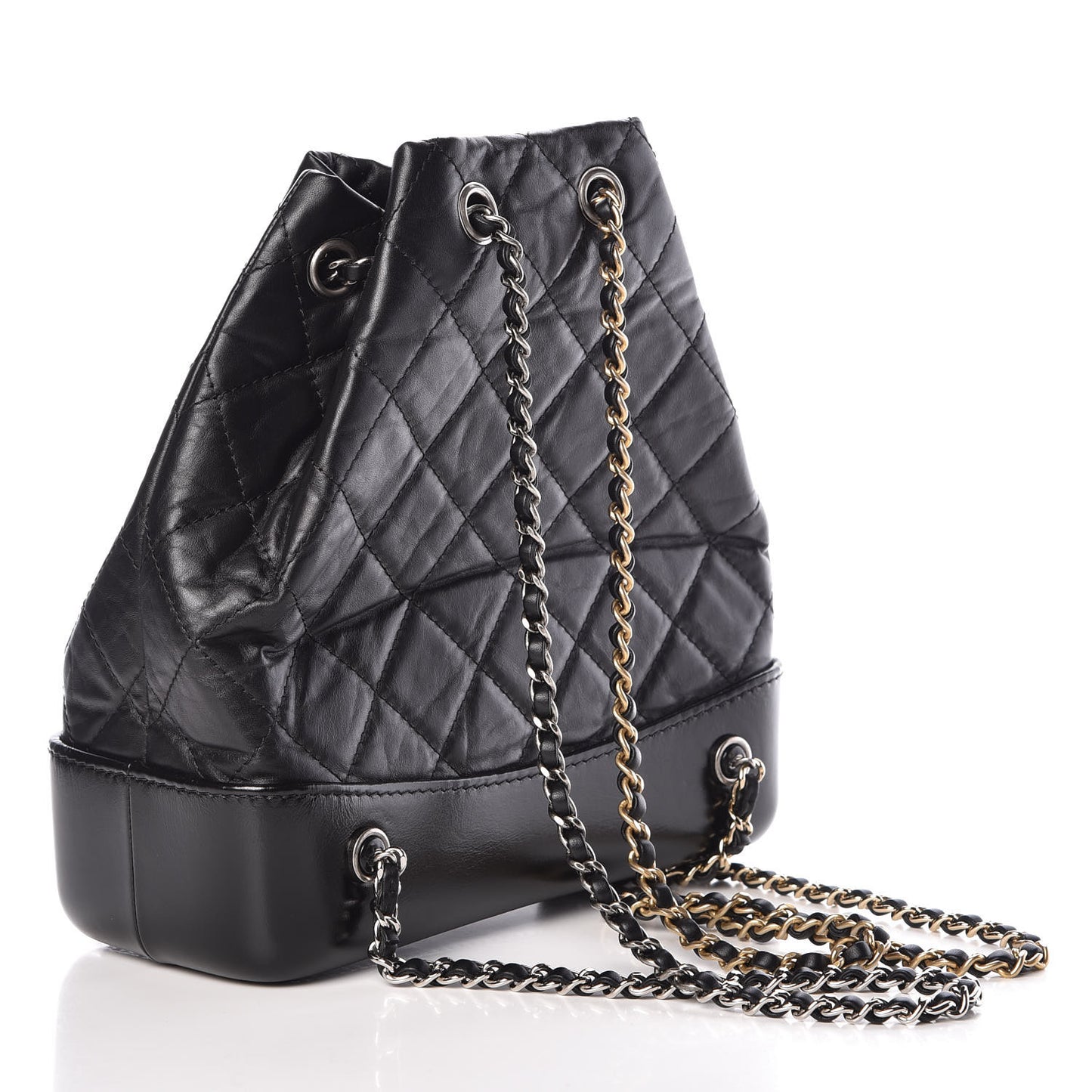 Aged Calfskin Quilted Small Gabrielle Backpack Black