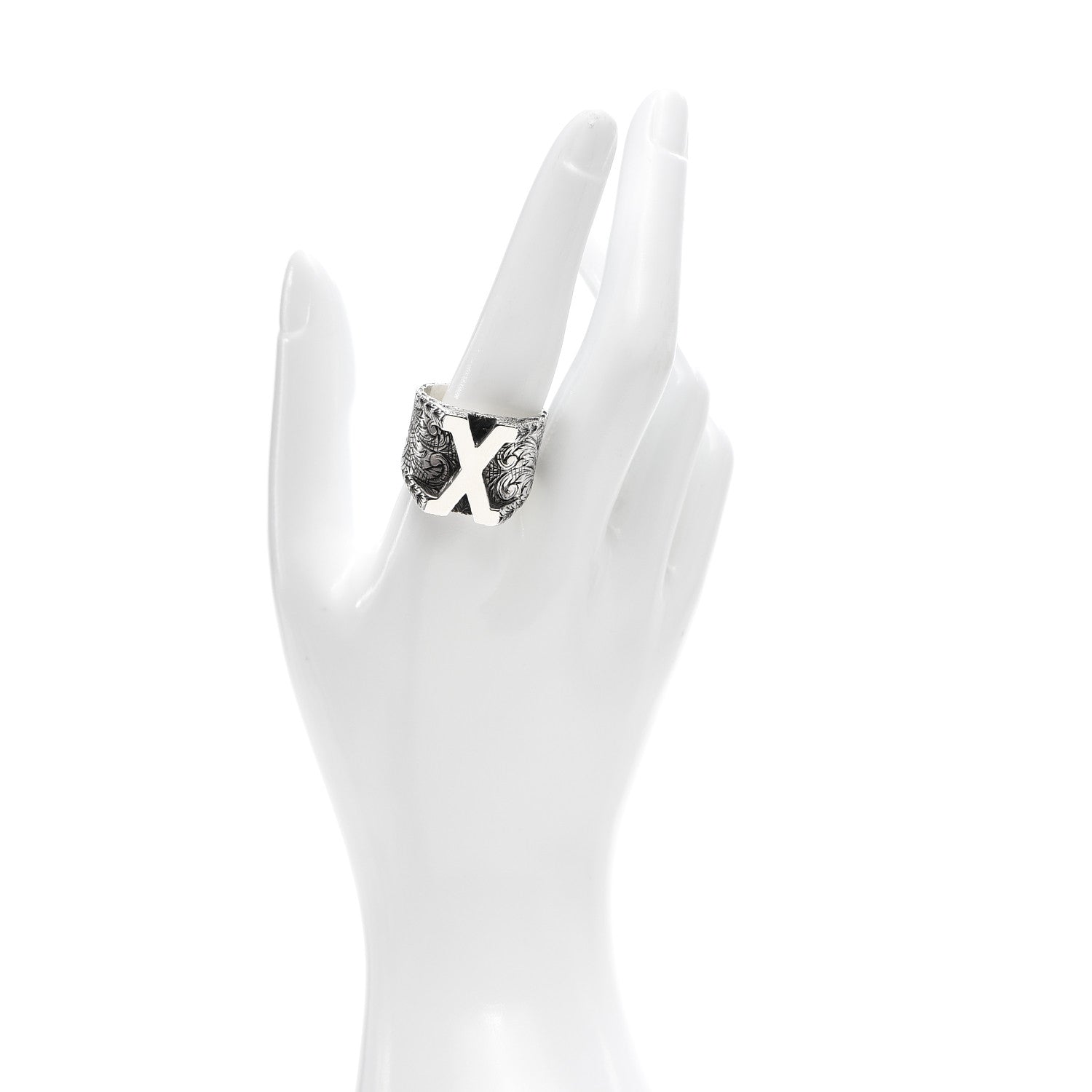 Gucci Sterling Silver Letter X Ring 66 11.5 2 of 9