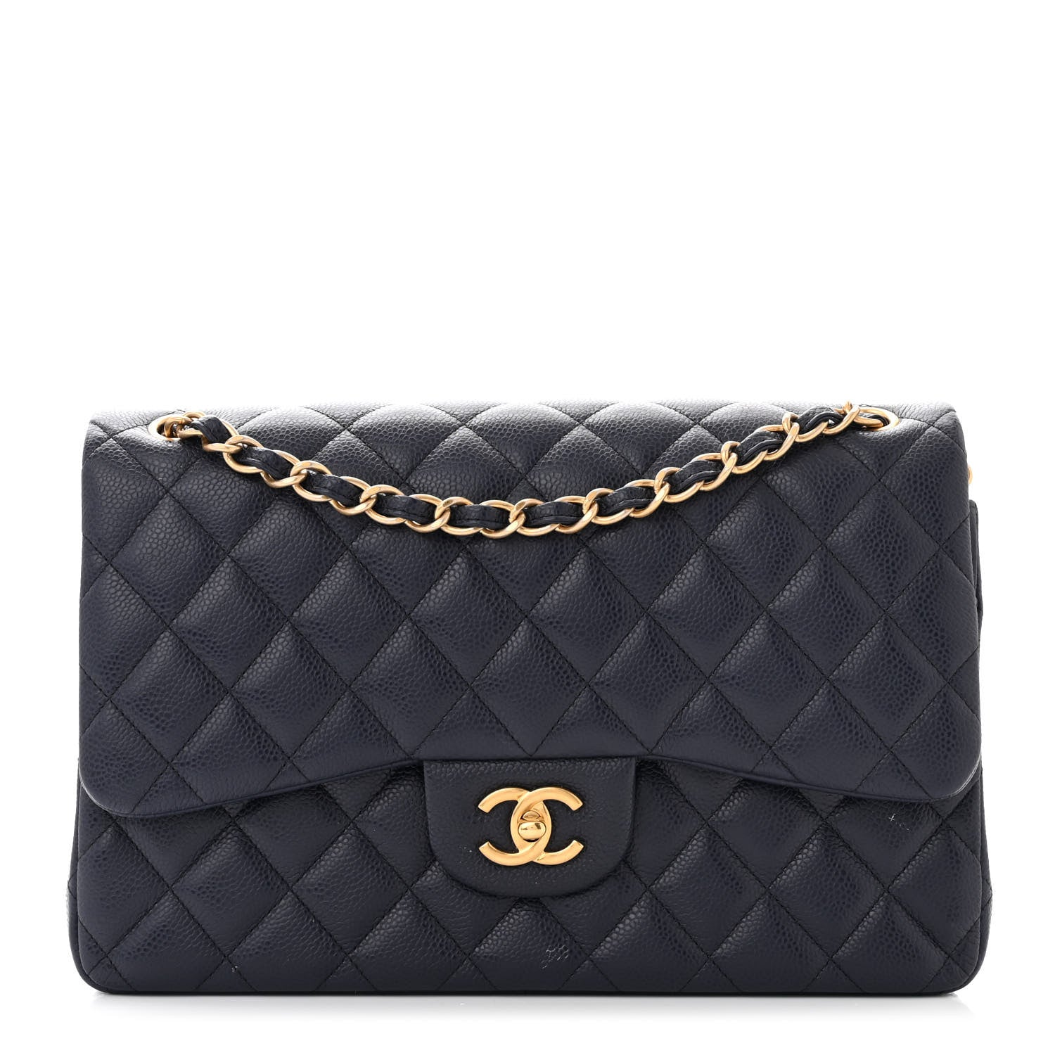 Chanel Caviar Quilted Jumbo Double Flap Navy Blue 1 of 12