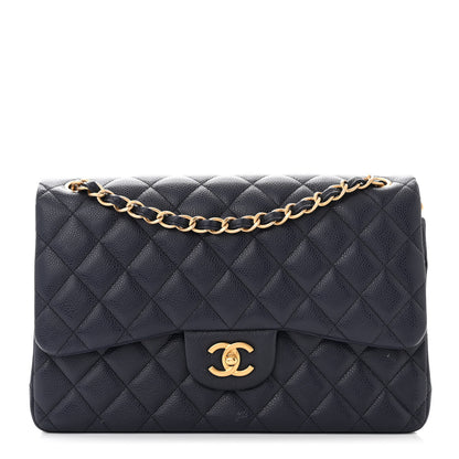 Chanel Caviar Quilted Jumbo Double Flap Navy Blue 1 of 12