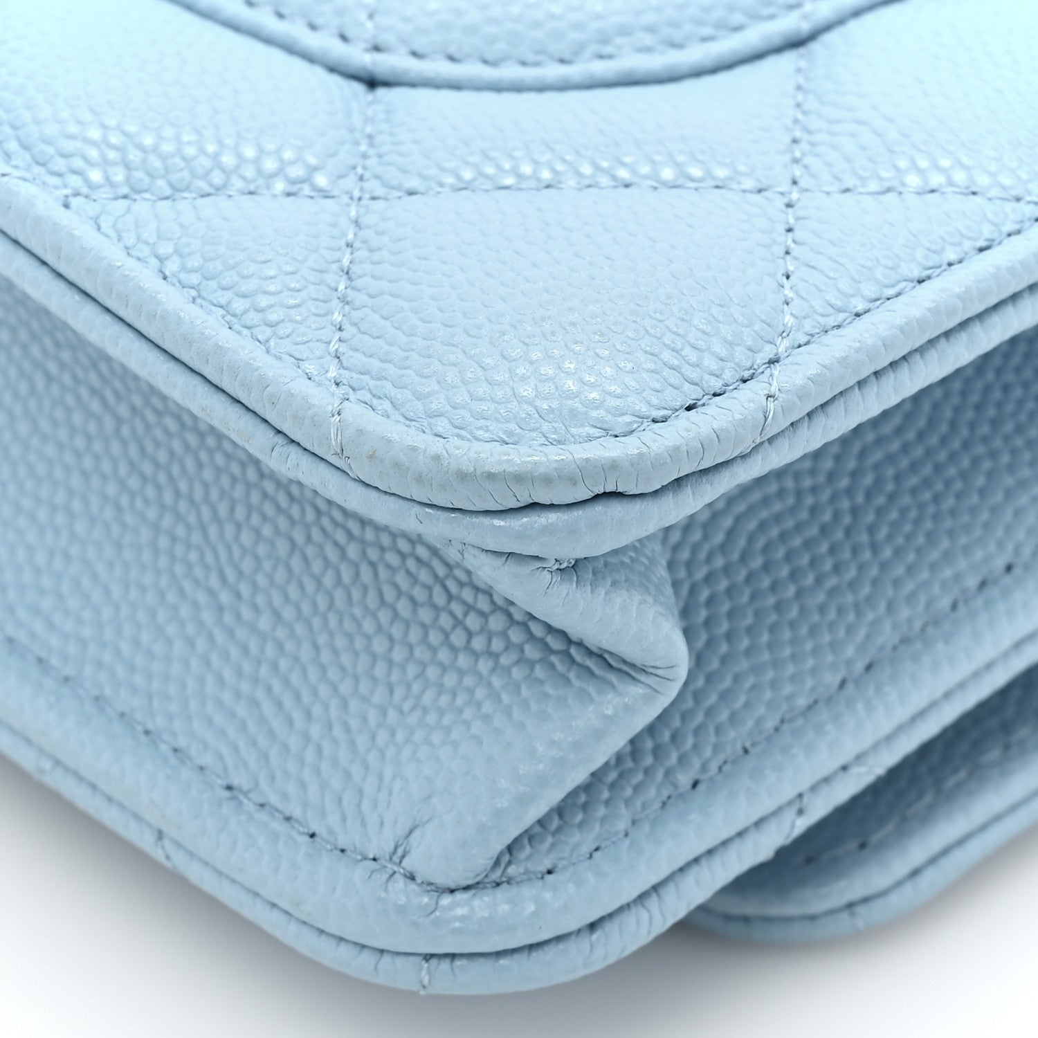 Chanel Caviar Quilted Wallet on Chain WOC Light Blue 15 of 16