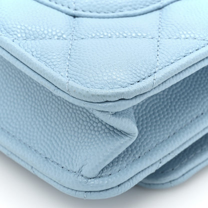 Chanel Caviar Quilted Wallet on Chain WOC Light Blue 15 of 16