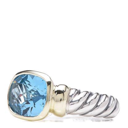 David Yurman Sterling Silver 14K Yellow Gold Blue Topaz 10mm Noblesse Ring 52 6 3 of 6