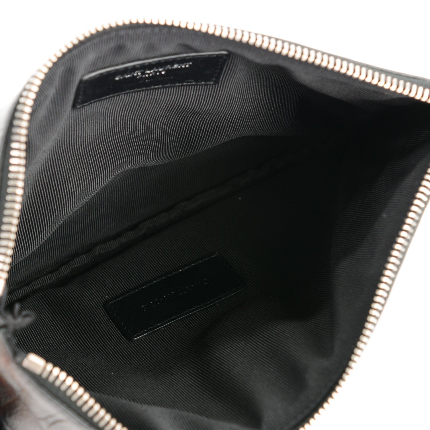 Saint Laurent Calfskin Crocodile Embossed Monogram Zip Pouch Black 5 of 7
