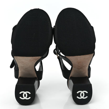 Chanel Goatskin CC Turnlock Sandals 39 Black 5 of 9