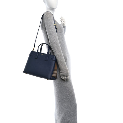 Burberry Derby Calfskin Vintage Check Medium Banner Tote Regency Blue 2 of 10