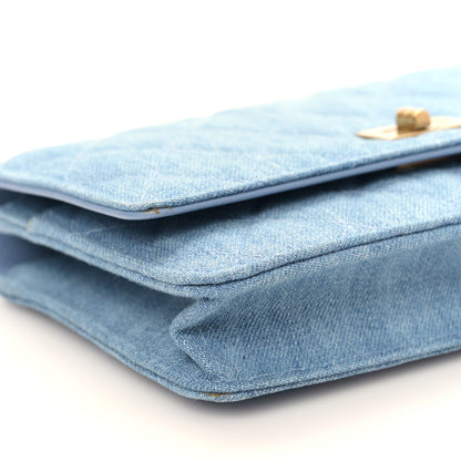 Chanel Denim Quilted Reissue Wallet On Chain WOC Blue 9 of 11