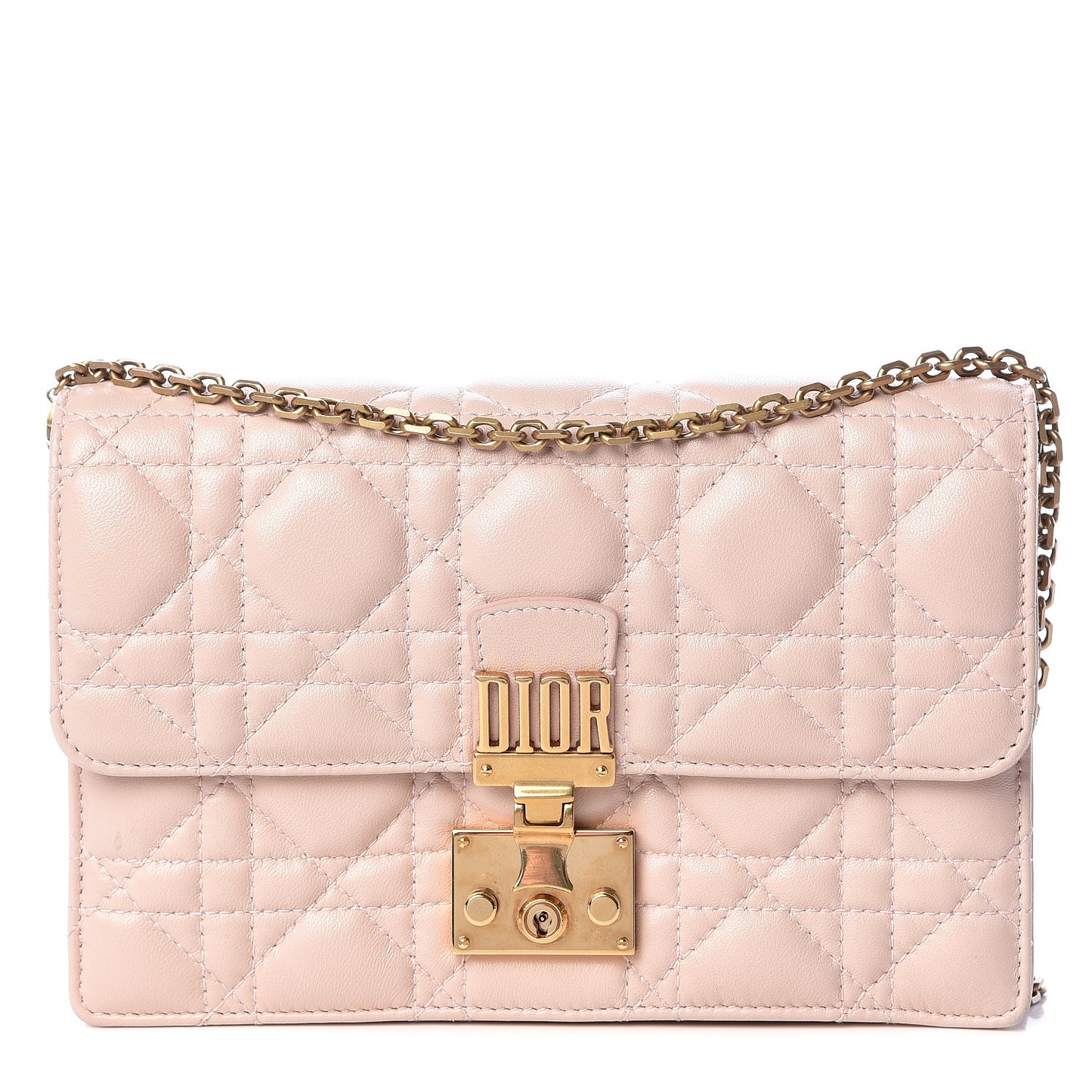 Lambskin Cannage Dioraddict Wallet on Chain Clutch Rose Poudre