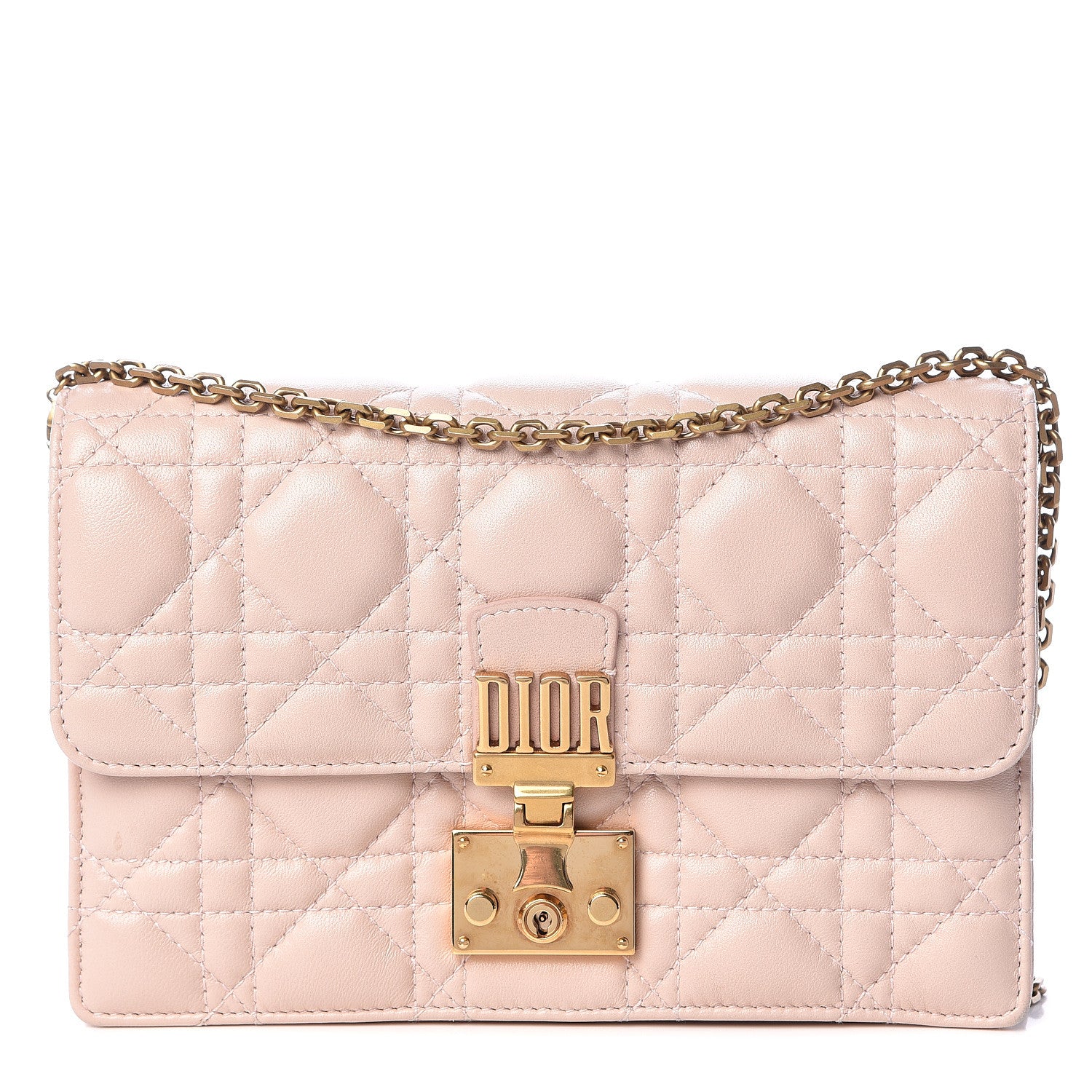Christian Dior Lambskin Cannage Dioraddict Wallet on Chain Clutch Rose Poudre 1 of 11