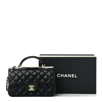 Chanel Lambskin Quilted Mini Top Handle Rectangular Flap Black 12 of 12