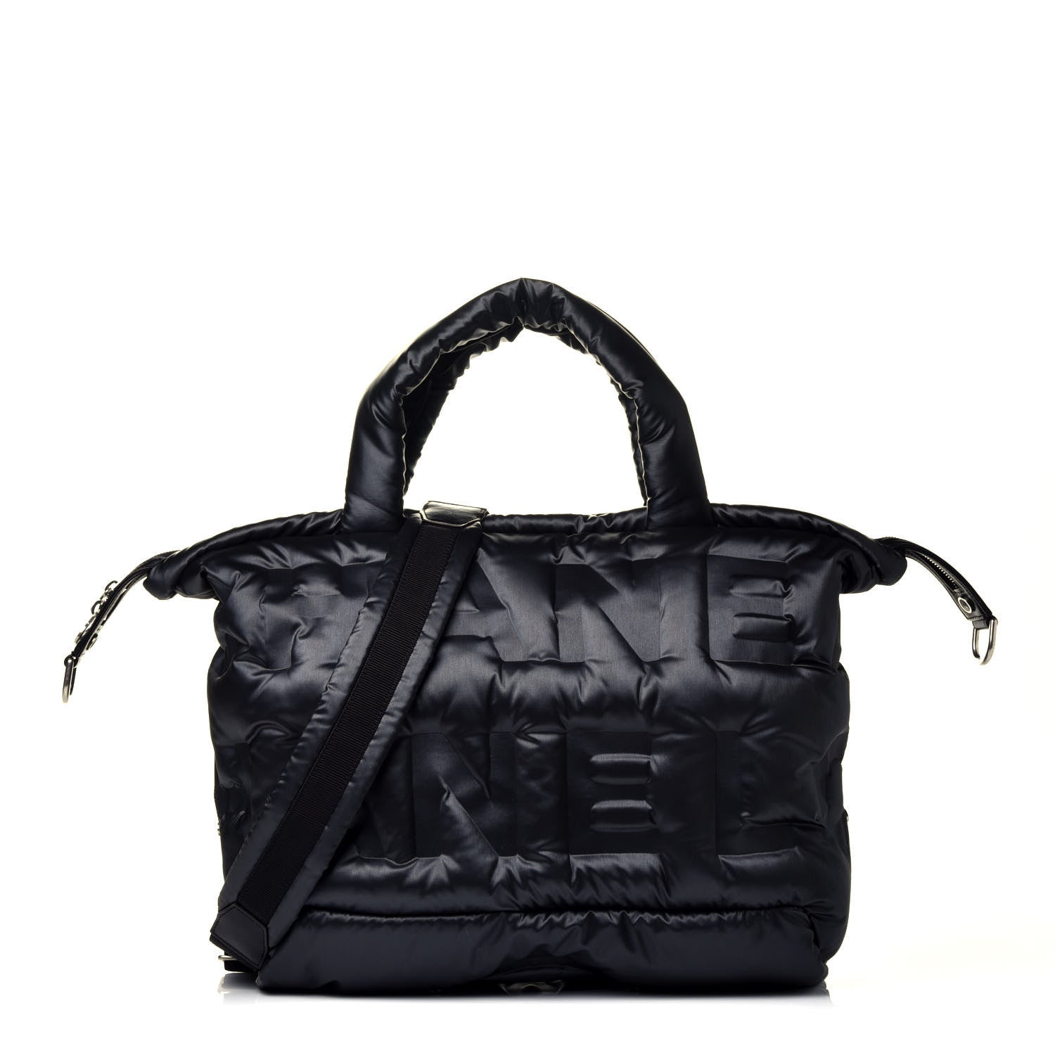 Chanel Nylon Embossed Doudoune Bowling Bag Black 1 of 10