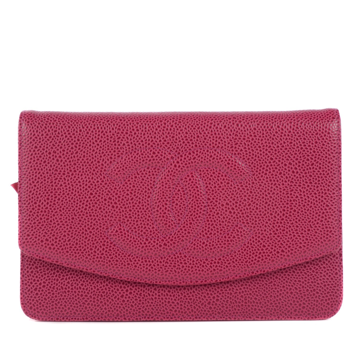 Chanel Caviar Timeless CC Wallet on Chain WOC Dark Fuchsia 1 of 18