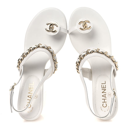 Chanel Lambskin Chain Platform Sandals 39 White 2 of 12