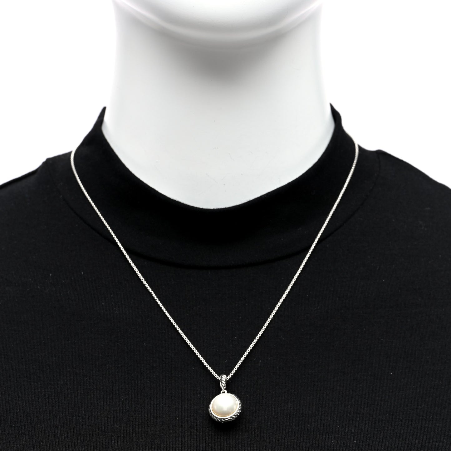Sterling Silver Pearl Cable Pendant Necklace