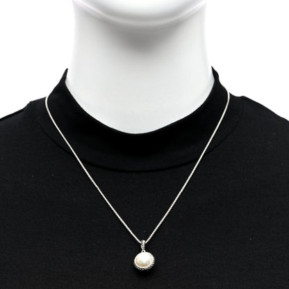 David Yurman Sterling Silver Pearl Cable Pendant Necklace 2 of 4