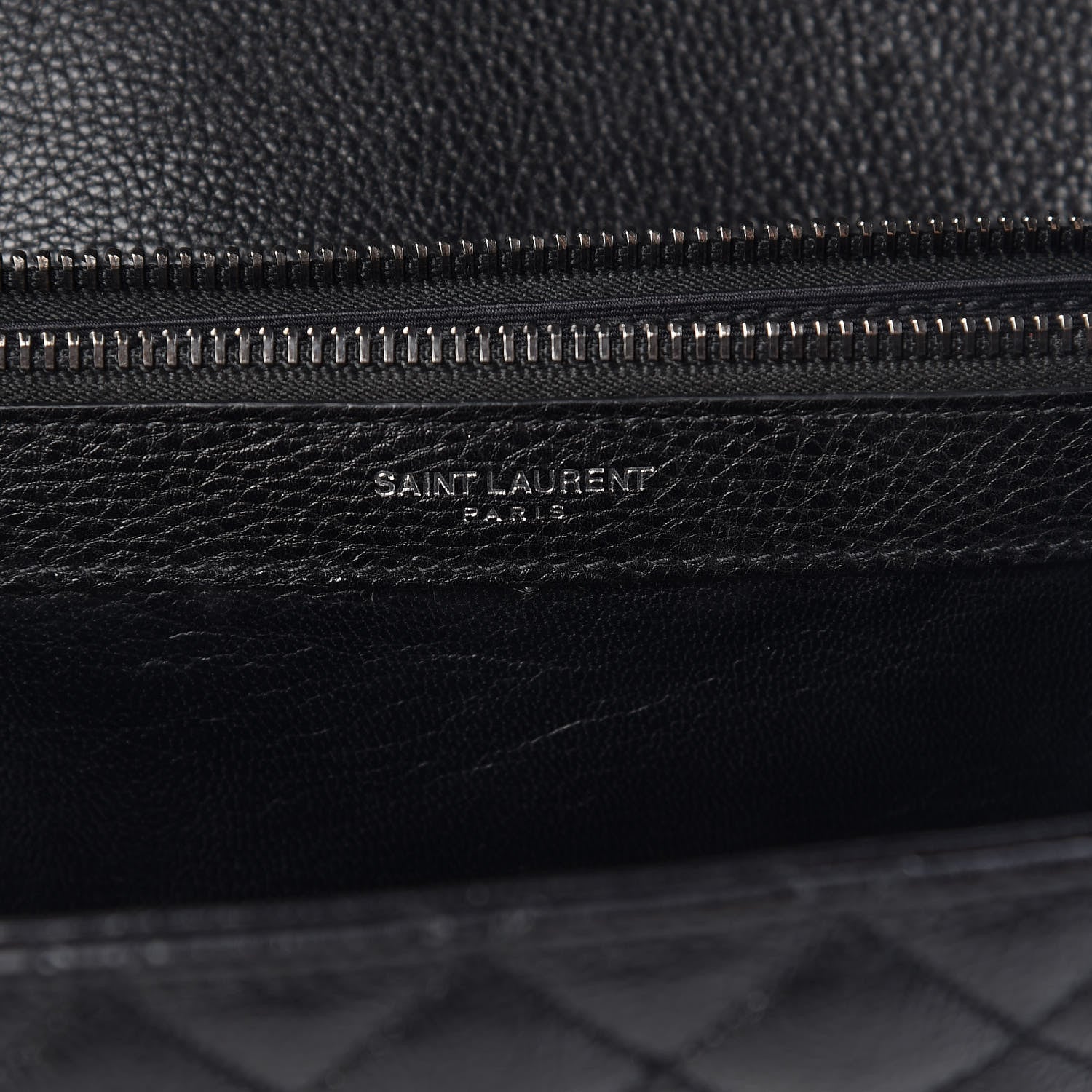 Saint Laurent Calfskin Mixed Matelasse Triquilt Large Monogram Envelope Satchel Black White 7 of 17