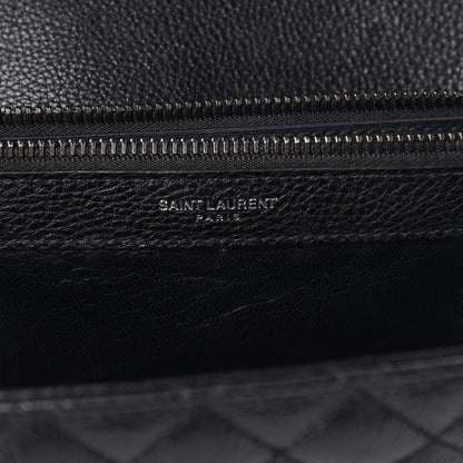 Saint Laurent Calfskin Mixed Matelasse Triquilt Large Monogram Envelope Satchel Black White 7 of 17