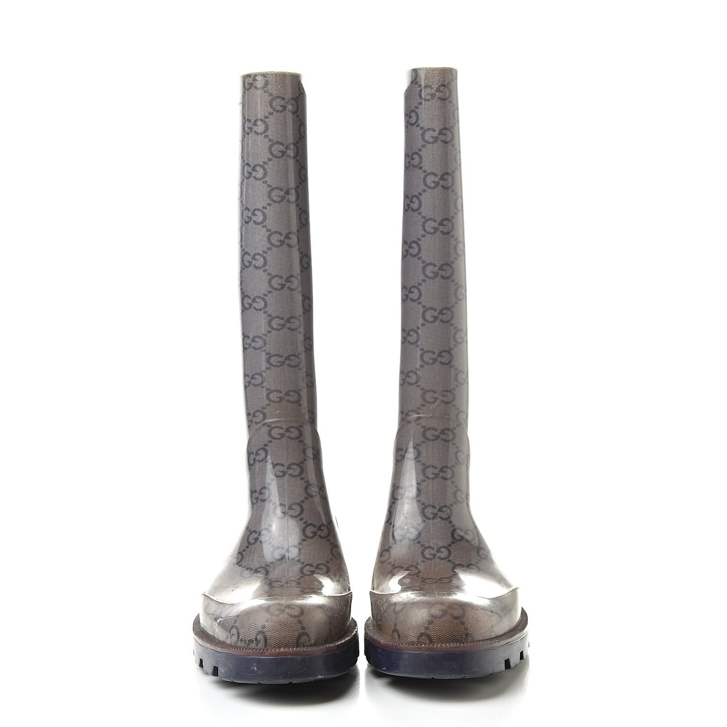 Rubber Monogram Edinburg Rain Boots 36 Transparent Blue