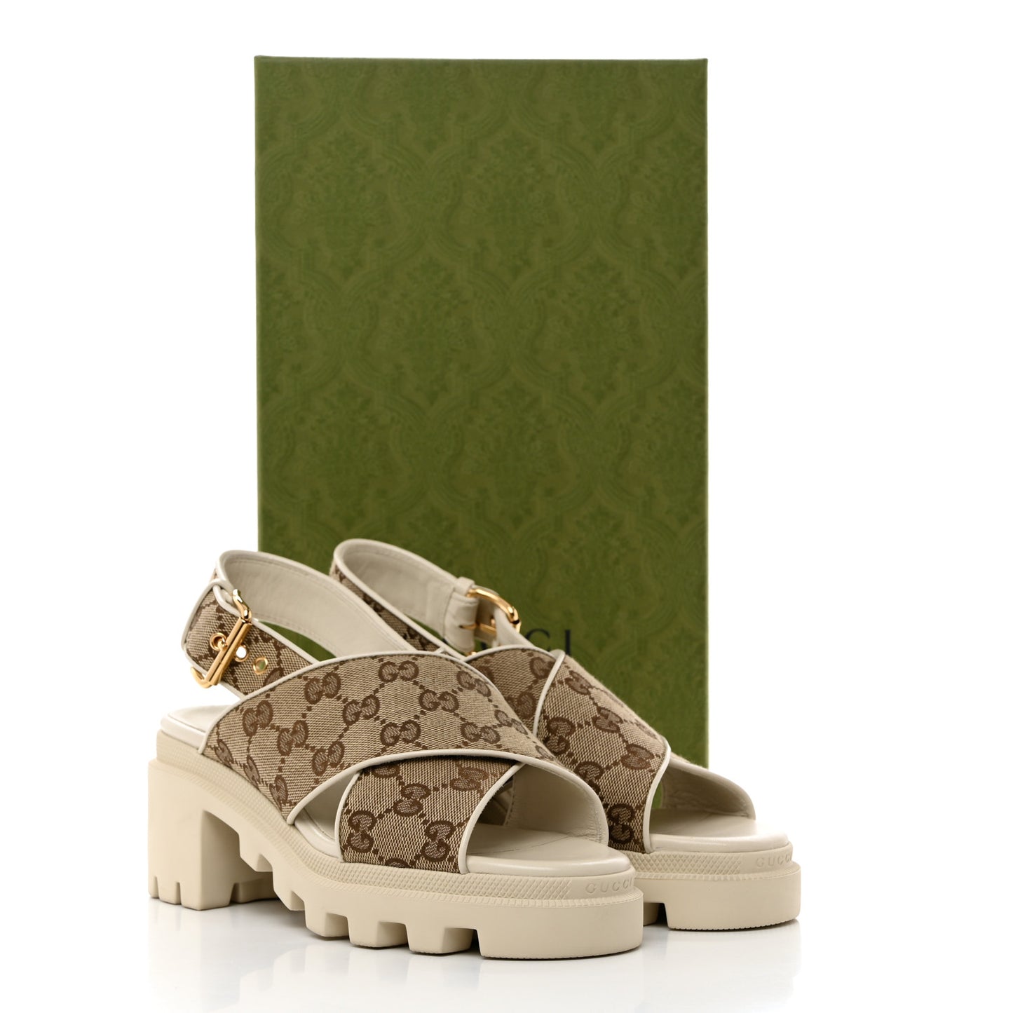 Monogram Granada Kid Trip 40/72mm Lug Sole Sandals 38 Beige Ebony Mystic White